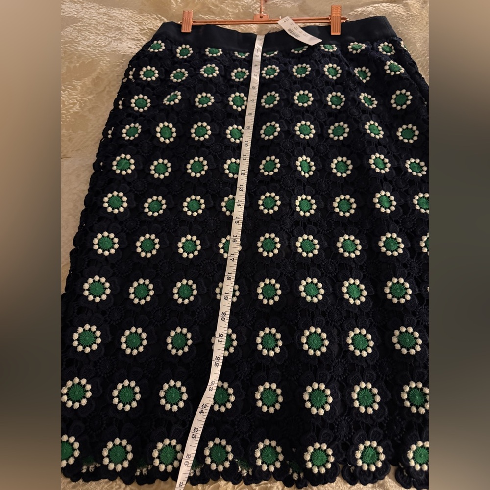 J Crew Green and White Embellished Pencil Skirt - Picture 2 of 11